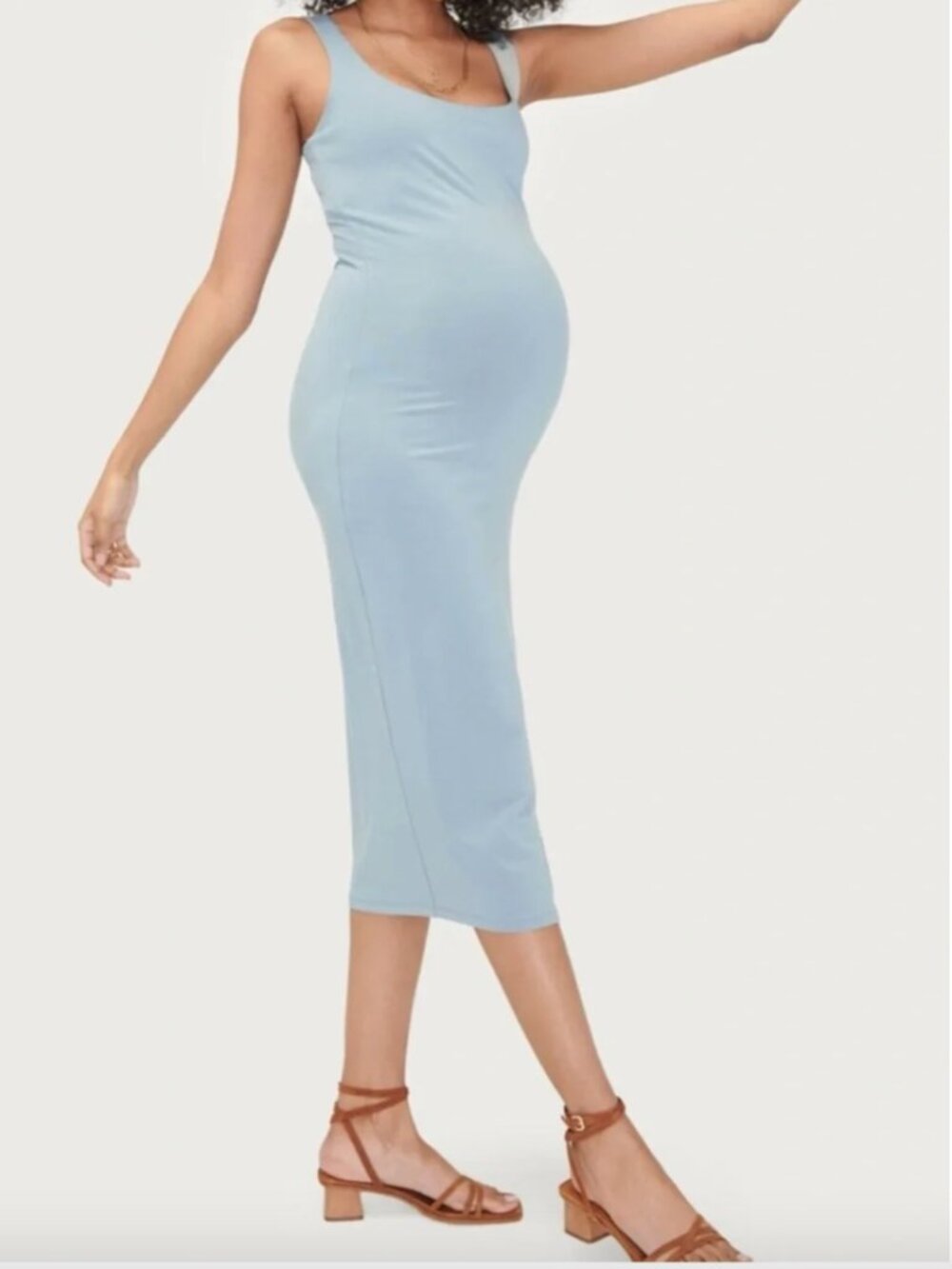 Hatch Light Surf Blue The Body Tank Midi Bodycon Dress S